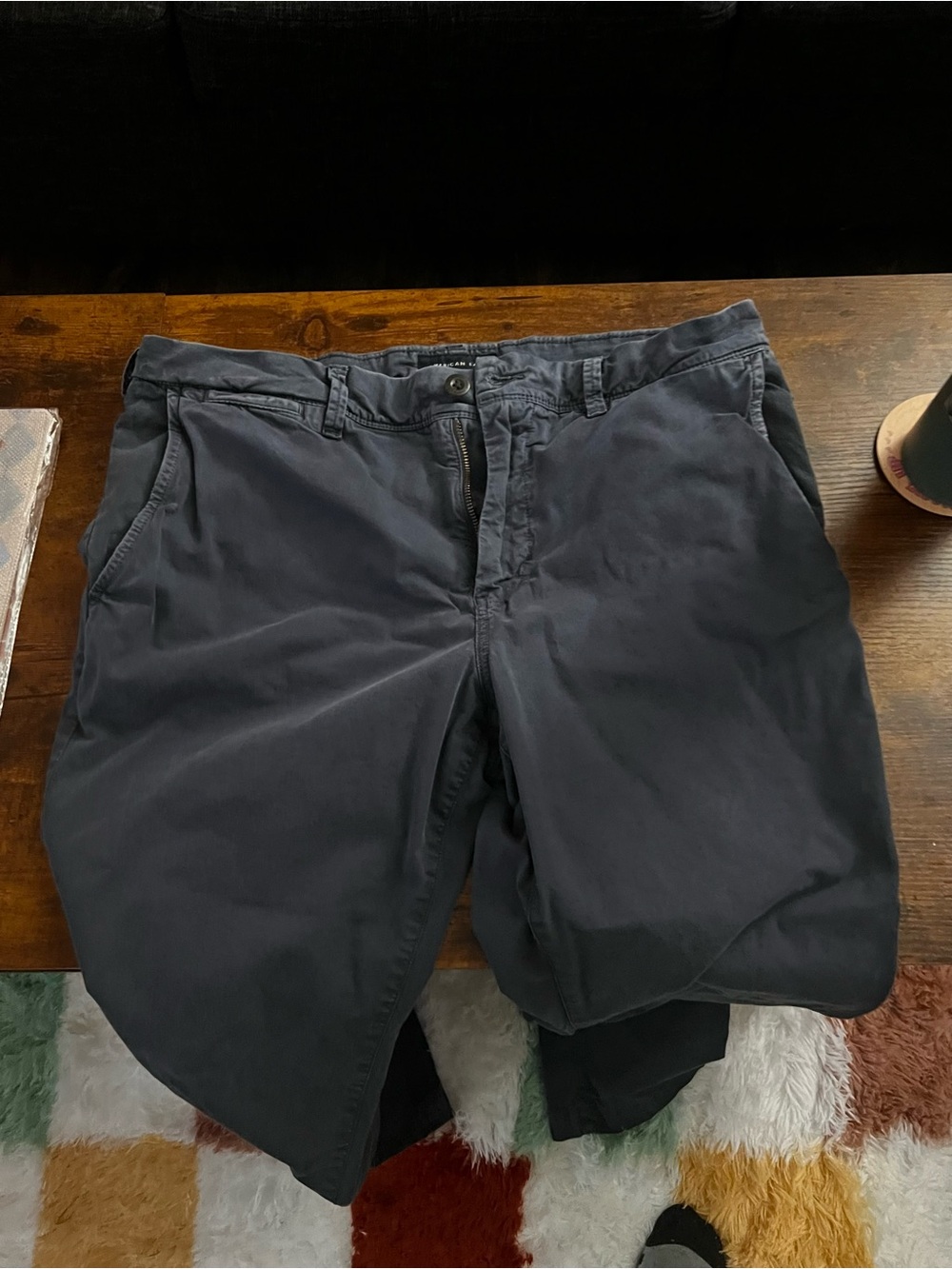 American Eagle Outfitters Men's Flat Front Chinos in Navy